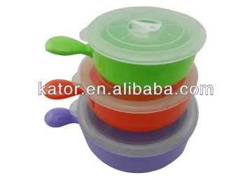 3PCS Plastic Microwave Bowls With Handle