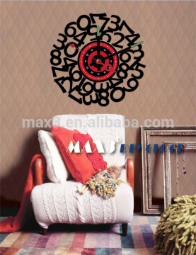 Adhesive fashion analog wall sticker clock with 12888 clock movement for office decoration