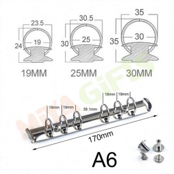 Custom Metal Quality Binders - 19mm 25mm 30mm A6 6-ring Diary Planner Organizers in Gold, Silver, Rose Gold