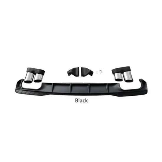 Black Rear Diffuser with Exhaust Pipes for Audi A7 2019-2022 - S7 Type Spoiler Bumper Lip Kit