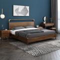 Minimalist new Chinese style solid wood walnut bed