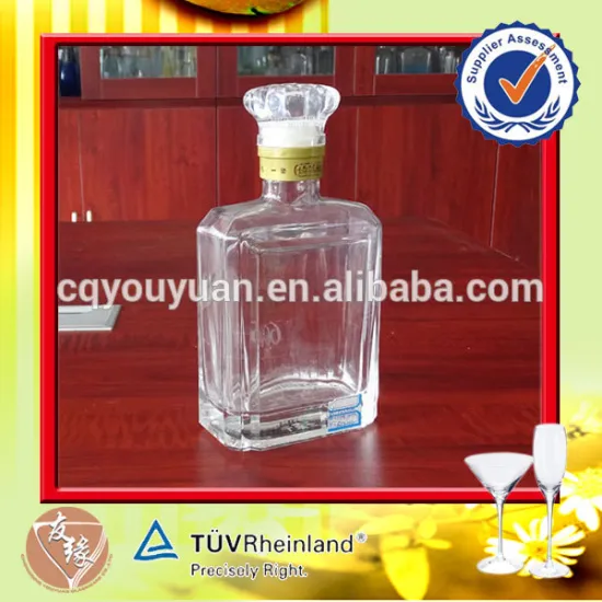 Embossed plain glass bottle for alcohol 500ml