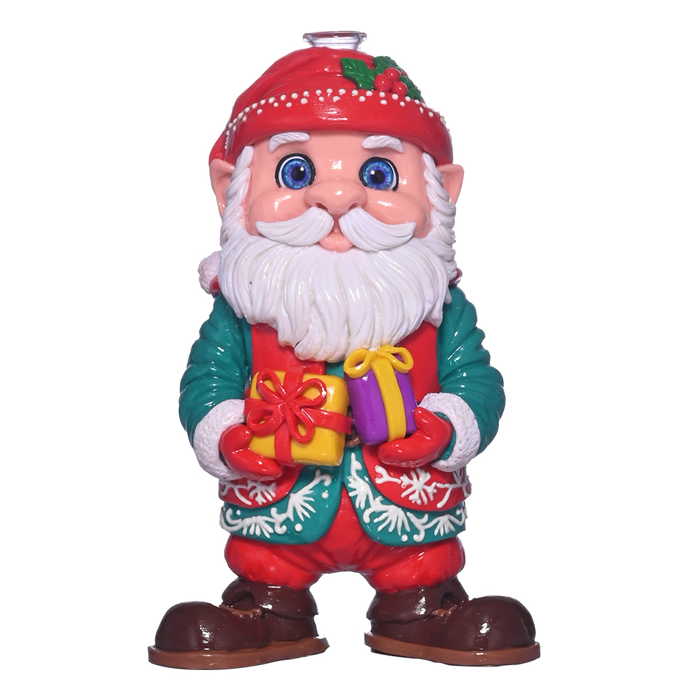 Tubería de vidrio de arcilla de color polímero, amasado a mano 3d linda santa claus, bong de vidrio de borosilicato, ganchilla de vidrio, tubería de agua de vidrio