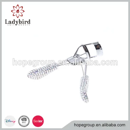 Beauty Tool Rhinestone Eyelash Curler Shining Silver Handle Eye Curling Eyelash Curler Clip