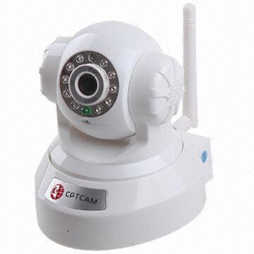 Network Camera, H.264, CMOS Sensor, 300K Pixels, Wireless/IR Vision, Pan/Tilt, Supports 32GB TF Card