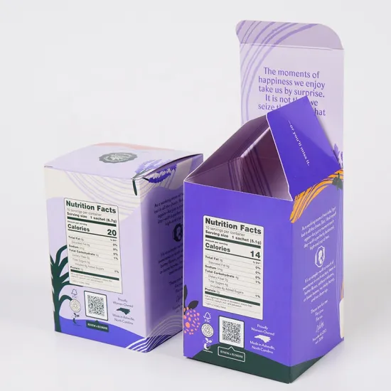 Custom Print Snack Packaging Box - Chocolate Bar, Tea Box, Small White Cardboard Paper Box with Printing