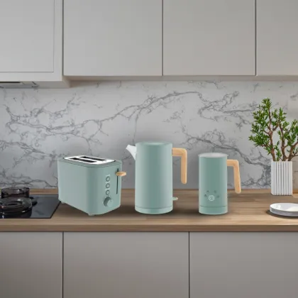Fashionable Design Breakfast Collection: Toaster, Kettle & Milk Frother Set