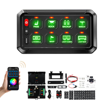 8 Banden -LED -Schaltertafel - 12 V/24 V LKW/SUV -Auto Universal -Off -Straßenleuchten mit RGB -LED und Bluetooth