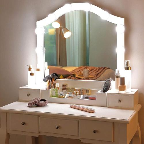 White Led Mirror Drawer Vanity Table Makeup Designs