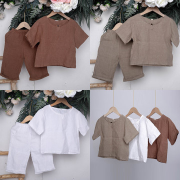 Kids Summer Linen Short Sleeve T-Shirt