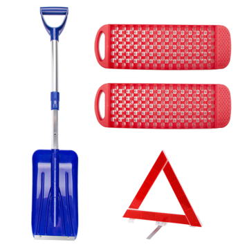Complete Winter Car Emergency Kit: Deep Groove Traction Mat, Safety Portable Warning Triangle, and More for Roadside Assistance
