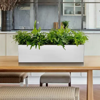 17 Inch Stainless Steel Flower Pots with Drain Holes and Water Reservoir