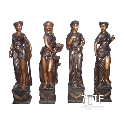 Metal crafts life size four season bronze girl lady statue
