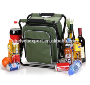 Flexible folding chair with cooler bag
