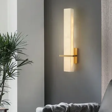Cuboid Natural Marble Wall Lamp for Living Room, Bedroom, and Dining Room