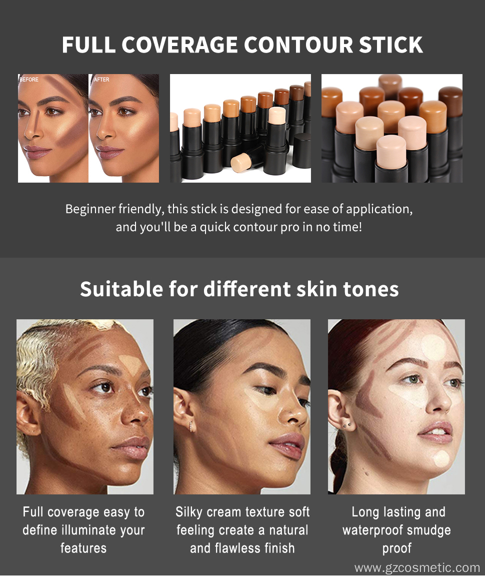 Wholesale Face Cream Contour Stick Private Label Make up Foundation Black Makeup Stick Face Highlighter Creamy Contouring Stick