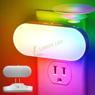 LOHAS RGB Night Lighting: Wall Plug Dusk to Dawn Sensor Color Changing RGB LED Night Light for Kids Room