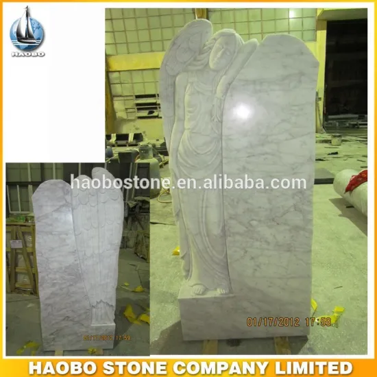 Carara white marble angel monument