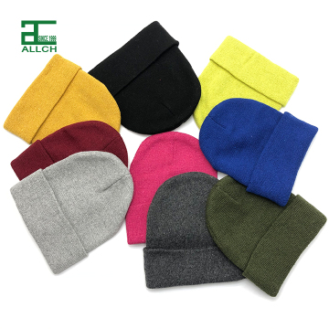 Custom Wholesale Fisherman Logo Recycled Yarn Acrylic Warm Knit Beanie