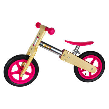 Aluminum and wooden quick release system on seat adjuster unique wooden balance bike