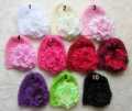 Tout-petits nouveau Waffle Crochet extensible bonnets de bébé avec dentelle grande pivoine fleur Clips bébé Crochet casquettes