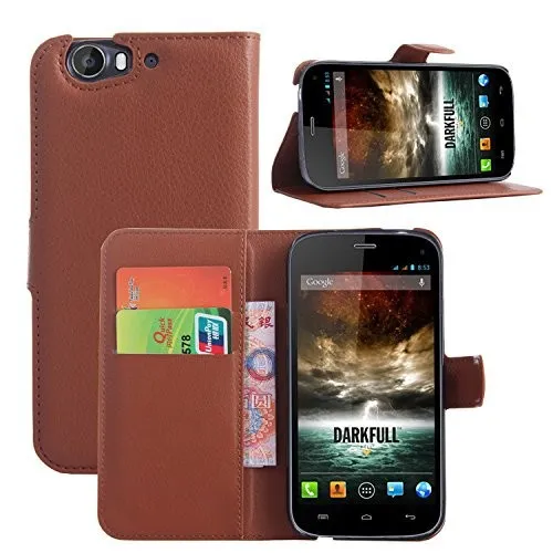 China Factory Magnetic Wallet Style Flip PU Leather Case for Wiko Darkfull Cover with Card Slots