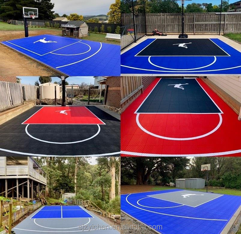 25CM Modular Interlocking Floor Tiles, Outdoor Basketball Court Badminton Court Weatherproof Stitching Sports Mat