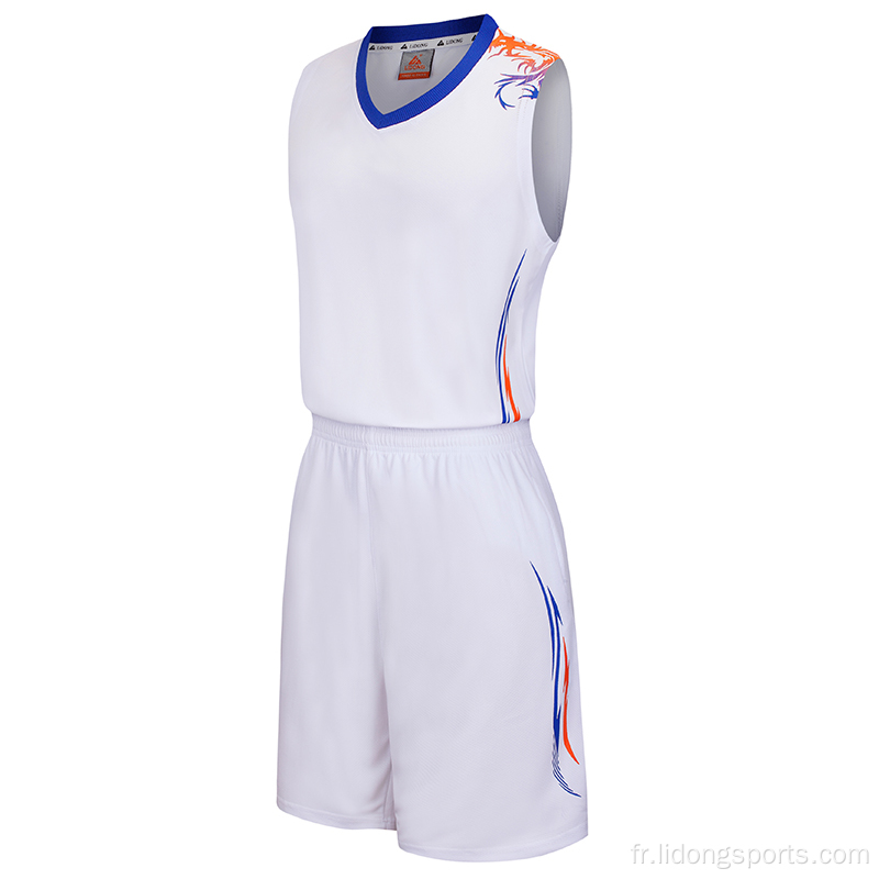 Nouvelle sublimation de la sublimation en jersey de basket-ball blanc