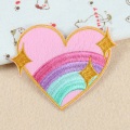 Rainbow Heart shaped Stripes Iron on embroidery Patches