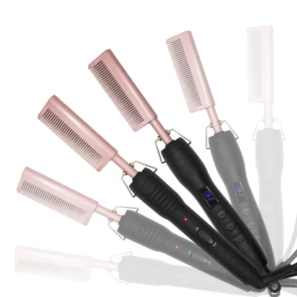 Copper Comb Metal Flat Iron Electric Hot Comb Hair Straightener