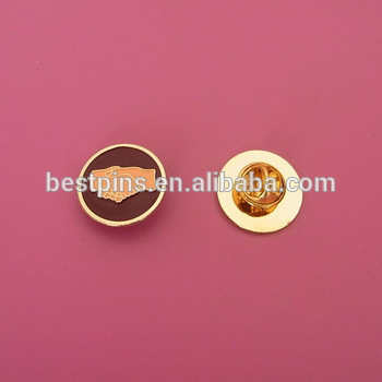 round metal etched soft enamel emblem gold plated