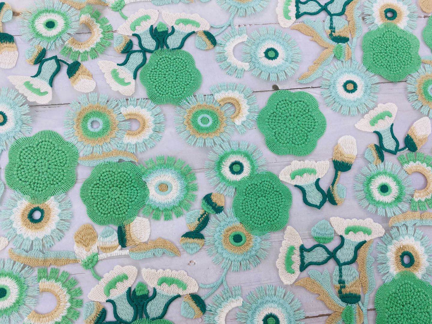 Bege Nylon Mesh Embroidery Fabric