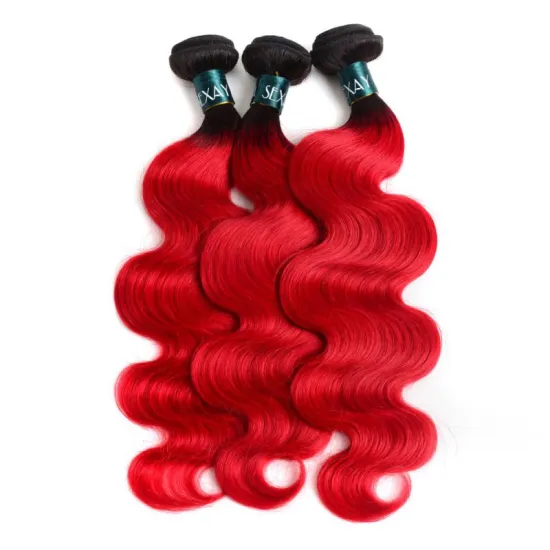YOUFA 12A Brazilian Virgin Human Hair 1b/red Ombre Color Body Wave Cuticle Aligned Hair Bundles Remy Hair Extension Vendor