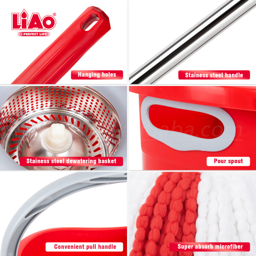 LiAo Spin Mop עם פיית ניקוז