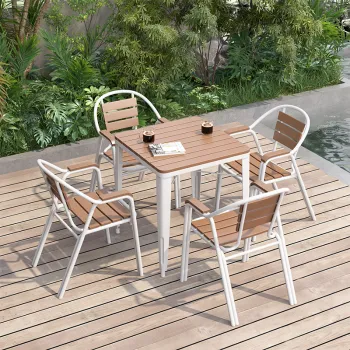 Aluminum Alloy Frame WPC Backrest Garden Chair for Outdoor Restaurant and Cafe Dining