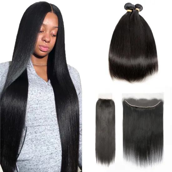 Top 100% Human Hair Bundles: Virgin Brazilian & Mink Cuticle Aligned Hair with Closure Frontal
