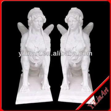 White Garden Marble Sphinx Statues With Beauty Lady Face YL-R384
