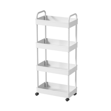 Kitchen Apartments: Maximizing Space with a 4-Tier Mobile Shelving Unit Organizer for Tight Bathroom and Utility Areas