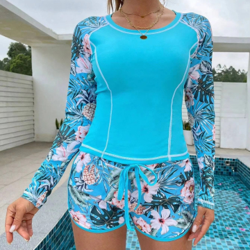 UPF 50+ Women Mleeve Rashing Guard Swimsuit con reggiseno incorporato