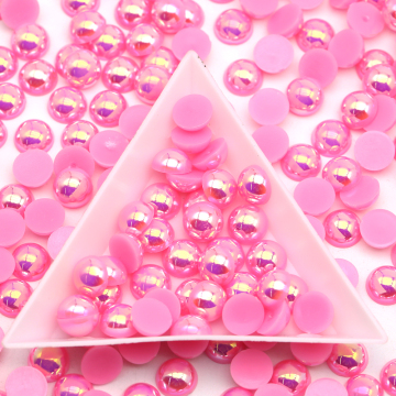 Assorted Peach AB Colors Half Cut Round Pearls: Ideal for DIY Necklace Projects