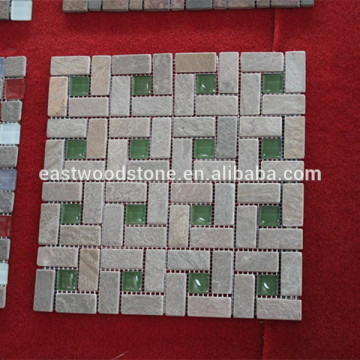 crystal glass mosaic tile mixed with slate