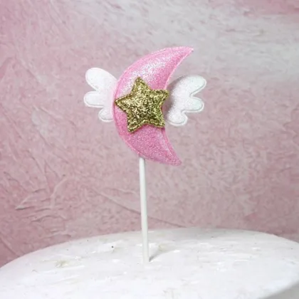 Moon with Wings Cupcake Topper Decorations for Happy Birthday Cakes