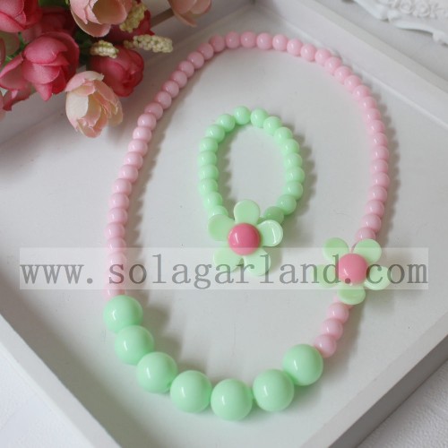 Collier de perles acryliques de fleur de soleil Bubblegum