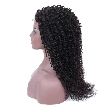 Factory Sale Malaysian Hair Virgin Human Swiss Lace Front 4*4 Closure Wig Kinky Curly Hair Cuticle Aligned Human Lace Front Wig