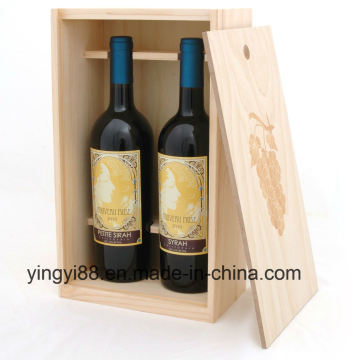 Unfinished Pine Double Bottle Wine Box for Display
