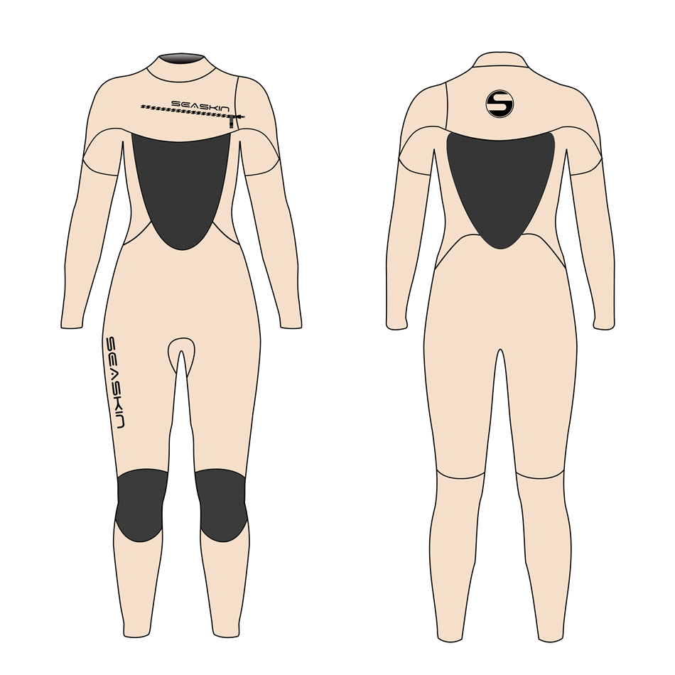 Seaskin Women 2mm dada zip pengukus melayari wetsuit