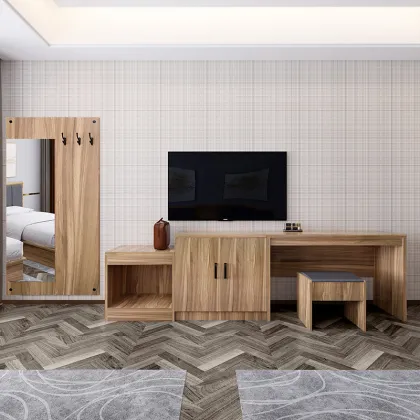 Modern Full Size American Style Solid Wood Hotel Bed - Simple Design for Home and Hotel Furniture