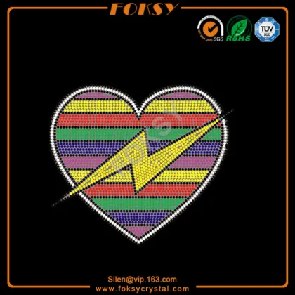 Rainbow Heart Lightning wholesale iron ons