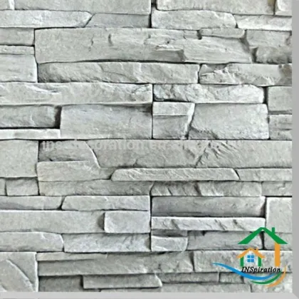 White faux stone panels