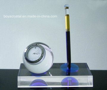 New Arrival Crystal Clock with Pen Holder Zb-002